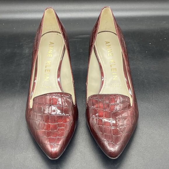 Anne Klein red Felice Iflex Pumps Women Size 7.5M Kitten Patent Leather Heels - Picture 3 of 7